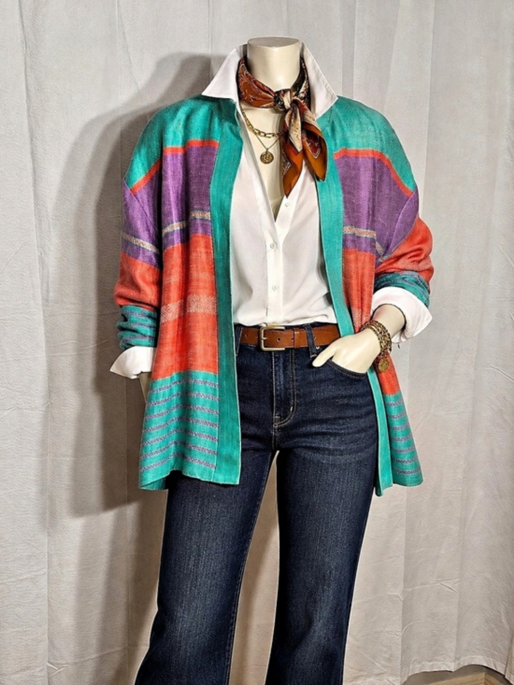 Vintage Compris Morton Myles 80s Colorblock Jacket Size 10